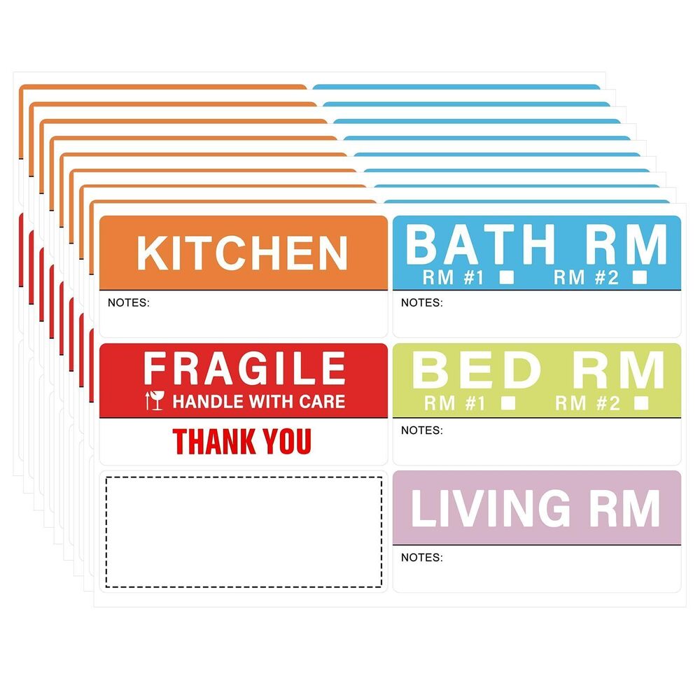 1762 300 pcs Home Moving Labels,5 Pre-Printed Color-Coded Coding Labels